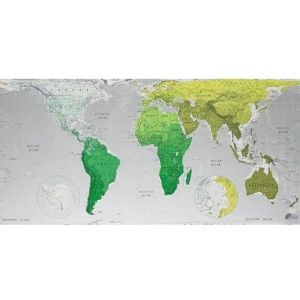 Zelená mapa světa v průhledném pouzdru The Future Mapping Company Future Map, 101 x 58 cm