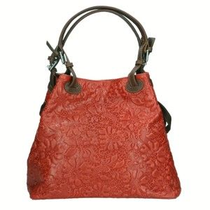Červená kožená kabelka Chicca Borse Origono