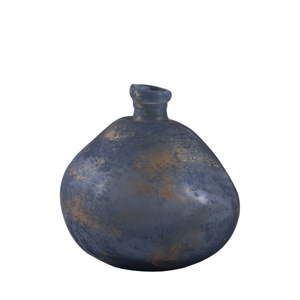 Modrá váza z recyklovaného skla s patinou Ego Dekor Simplicity, výška 33 cm