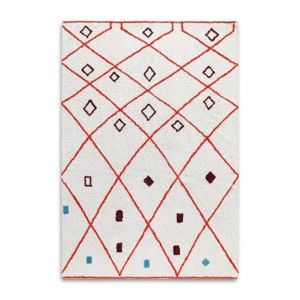 Bílo-červený ručně tkaný koberec z bavlny HF Living Morocco, 120 x 170 cm
