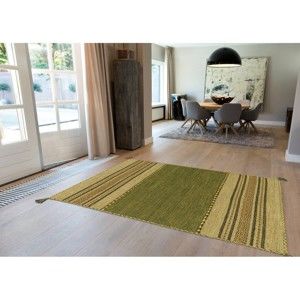 Zelený ručně vyráběný bavlněný koberec Arte Espina Navarro 2916, 160 x 230 cm