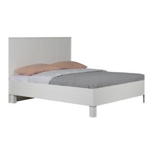 Bílá dřevěná postel WOOOD Herringbone, 160 cm