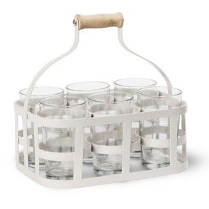 Bílá přenoska se 6 sklenicemi Garden Trading Glass Carrier