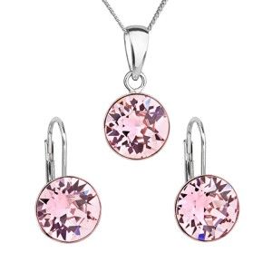 Set 2 stříbrných náušnic a náhrdelníku se Swarovski krystaly v růžové barvě Je Veux Mismo