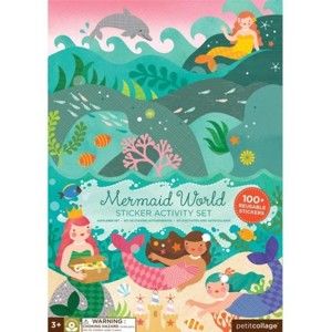Skládací deska se znovupoužitelnými samolepkami Petit collage Mermaid World