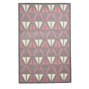 Šedo-růžový ručně tuftovaný koberec Think Rugs Hong Kong Barma Grey & Rose, 150 x 230 cm