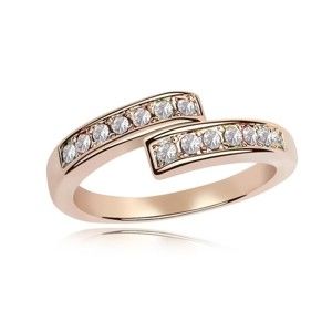 Prsten s čirými krystaly Swarovski a růžovým zlatem Letticia, velikost 52