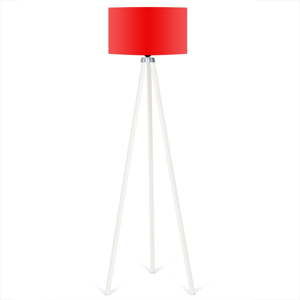 Bílá volně stojící lampa s červeným stínítkem Kate Louise Beyaz
