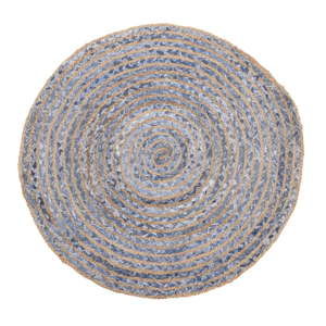 Modrý kruhový koberec z juty a bavlny InArt, ⌀ 90 cm