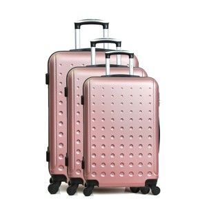 Sada 3 růžových cestovních kufrů na kolečkách Hero Taurus