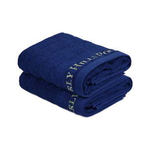 Sada 2 tmavě modrých ručníků na ruce, 90 x 50 cm