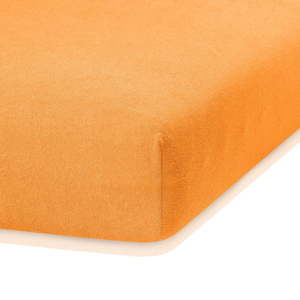 Oranžové elastické prostěradlo s vysokým podílem bavlny AmeliaHome Ruby, 200 x 120-140 cm