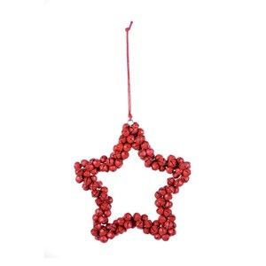 Červená závěsná dekorativní hvězda z kovových rolniček Ego Dekor Bells, výška 13,5 cm