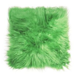 Zelený podsedák z jehněčí kůže s dlouhým chlupem Arctic Fur Saddo, 37 x 37 cm