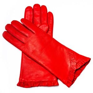 Dámské červené kožené rukavice <br>Pride & Dignity London, vel. 6,5