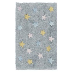 Modrošedý dětský ručně vyrobený koberec Naf Naf Stars, 120 x 160 cm