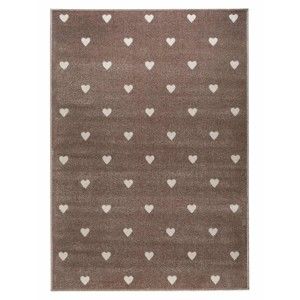 Hnědý koberec s puntíky KICOTI Beige Dots, 133 x 190 cm
