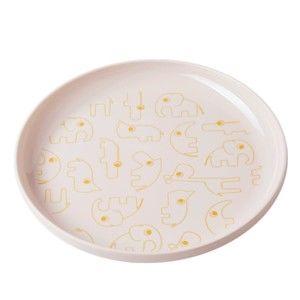 Dětský světle růžový talíř se žlutými detaily Done by Deer Yummy, Ø 20,5 cm