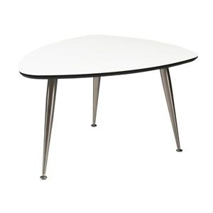 Bílý konferenční stolek s nohami ve stříbrné barvě Folke Strike, 47 x 70 x 90 cm