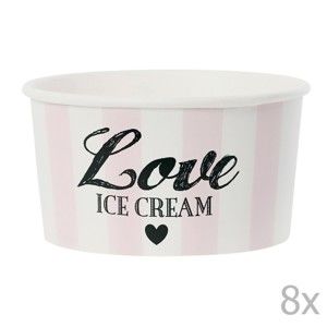 Sada 8 papírových kelímků na zmrzlinu se lžičkami Miss Étoile Love