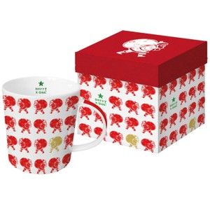 Hrnek z kostního porcelánu s vánočním motivem v dárkovém balení PPD Scandic Santa Red, 350 ml