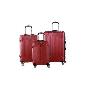 Sada 3 červených cestovních kufrů na kolečkách se zámkem SINEQUANONE