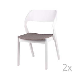 Sada 2 bílých jídelních židlí s šedým podsedákem sømcasa Bianca