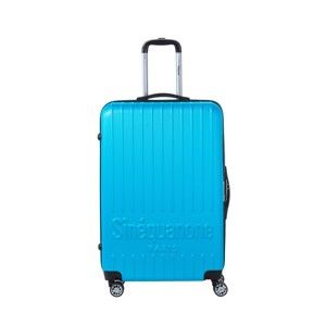 Tyrskysově modrý cestovní kufr na kolečkách s kódovým zámkem SINEQUANONE Rina, 107 l