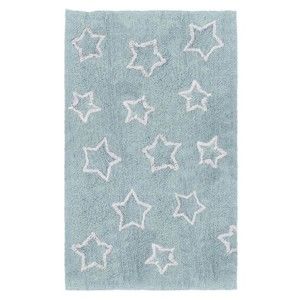 Modrý dětský ručně vyrobený koberec Tanuki White Stars, 120 x 160 cm