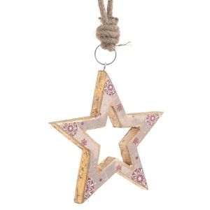 Vánoční dřevěná závěsná dekorace ve tvaru hvězdy InArt Anna