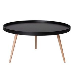Černý konferenční stolek s nohami z bukového dřeva Furnhouse Opus, Ø 90 cm