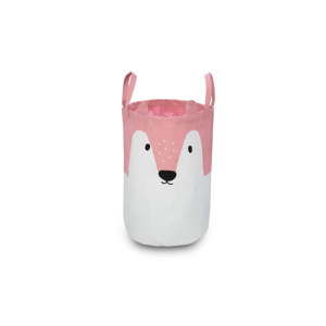 Růžovo-bílý úložný košík KICOTI Fox, ø 35 cm