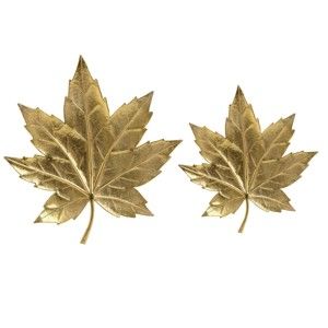 Sada 2 dekorativních kovových podnosů InArt Golden Maple