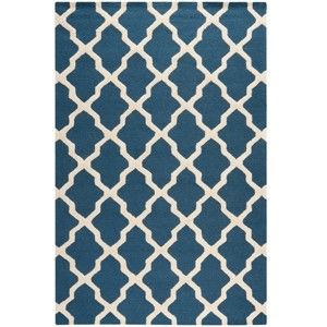 Modrý vlněný koberec Ava Navy, 182x274 cm