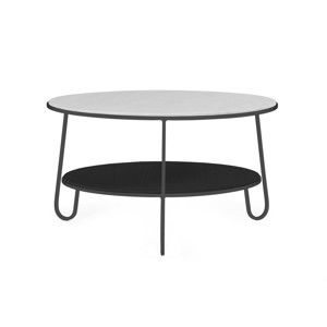 Šedý konferenční stolek s mramorovou deskou HARTÔ Eugénie, ⌀ 70 cm
