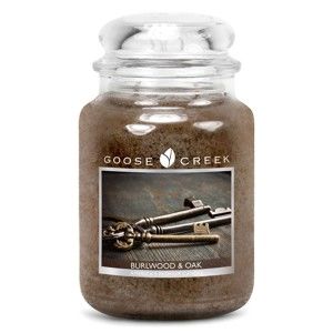 Vonná svíčka ve skleněné dóze Goose Creek Prasklé dřevo a dub, 150 hodin hoření