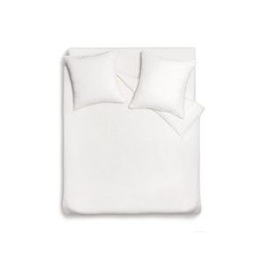 Bílý lněný přehoz na postel s 2 čtvercovými povlaky na polštáře Maison Carezza Lilly, 220 x 240 cm