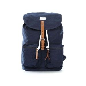 Tmavě modrý batoh s koženými detaily Sandqvist Roald