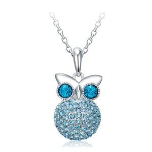 Náhrdelník s modrými krystaly Swarovski Elements Crystals Owl
