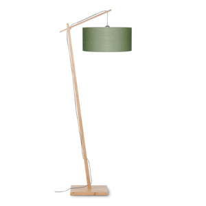 Stojací lampa se zeleným stínidlem a konstrukcí z bambusu Good&Mojo Andes