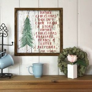 Obraz v rámu z borovicového dřeva Christmas Story, 34 x 34 cm