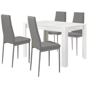 Set bílého jídelní stolu a 4 šedých jídelních židlí Støraa Lori and Barak, 120 x 80 cm