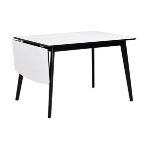 Černobílý jídelní stůl se sklápěcí deskou Folke Olivia, délka 120 + 40 cm