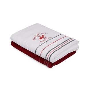 Sada červeného a bílého ručníku na ruce Polo Club