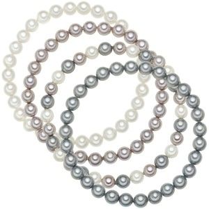 Sada 4 náramků s šedobílými perlami Pearldesse Beria, délka 19 cm