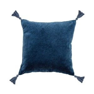 Tmavě modrý bavlněný polštář Bloomingville Cushion Nero, 45 x 45 cm