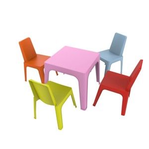 Dětský zahradní set 1 růžového stolu a 4 židliček Resol Julieta