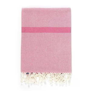 Růžovo-béžová osuška s příměsí bavlny Kate Louise Cotton Collection Line Pink Beige, 100 x 180 cm