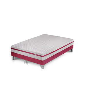 Růžová postel s matrací a dvojitým boxspringem Stella Cadente Maison Pluton, 140 x 200 cm