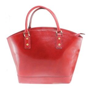 Červená kožená kabelka Chicca Borse Stefania